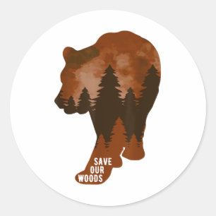 Pegatina Redonda Salvemos nuestro Woods Environmental Protection Be