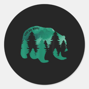 Pegatina Redonda Salvemos nuestro Woods Environmental Protection Be