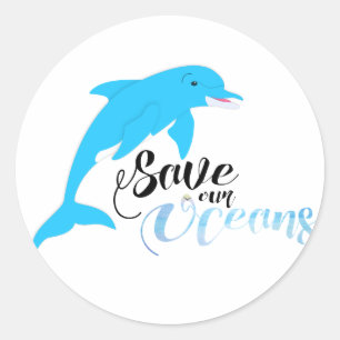 Pegatina Redonda Salvemos nuestros océanos