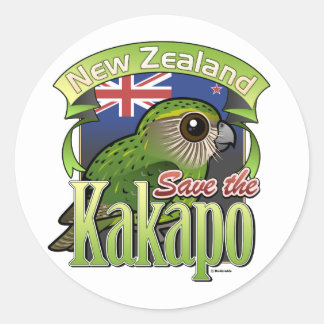 Pegatina Redonda Salven a la Kakapo neozelandesa