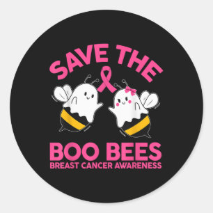 Pegatina Redonda Salven A Las Abejas De Boo Cáncer De Mama Hallowee