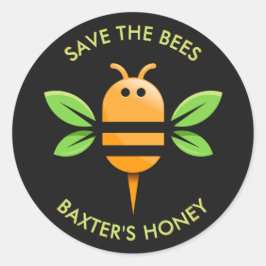 Pegatina Redonda Salven a las abejas Honey Jar Black