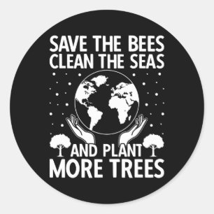 Pegatina Redonda Salven A Las Abejas Limpiar La Planta De Mares Más