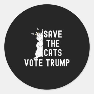 Pegatina Redonda Salven A Los Gatos Votar A Trump Humor De Gato Pol