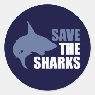 Pegatina Redonda Salven A Los Tiburones, Salven Las Multas