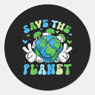 Pegatina Redonda Salven Al Planeta Feliz Día De La Tierra Camisetas