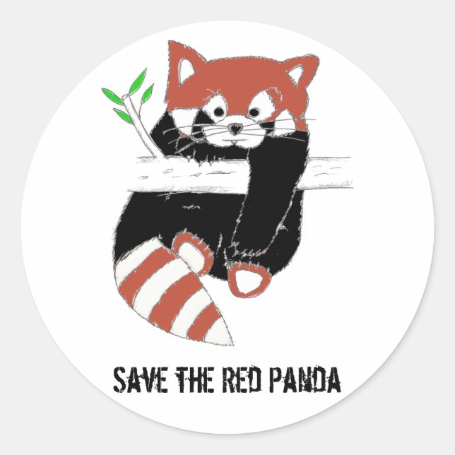 Pegatina Redonda Salven el Panda Rojo alias FireFox (Anverso)