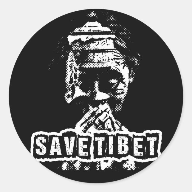 PEGATINA REDONDA ¡SALVEN EL TÍBET~! ¡TIBET GRATIS! (Anverso)
