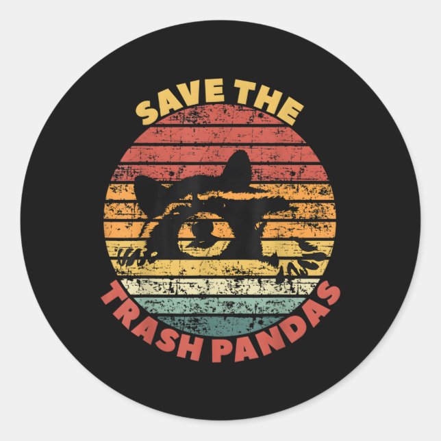 Pegatina Redonda Salven La Basura Pandas Raccoon Street Cats (Anverso)