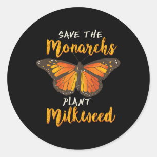 Pegatina Redonda Salven La Planta De Los Monarcas Más Mariposa De L