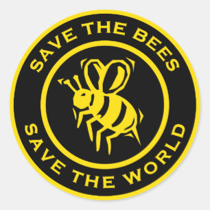 Pegatina Redonda Salven Las Abejas Salven Al Mundo