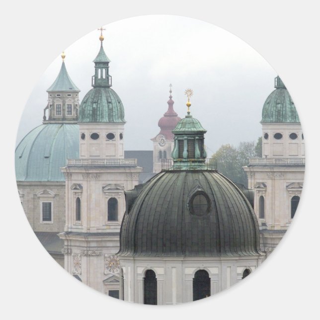 Pegatina Redonda Salzburgo, Austria. (Anverso)