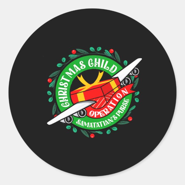 Pegatina Redonda Samaritan's Purse Operation Christmas Child Meme C (Anverso)