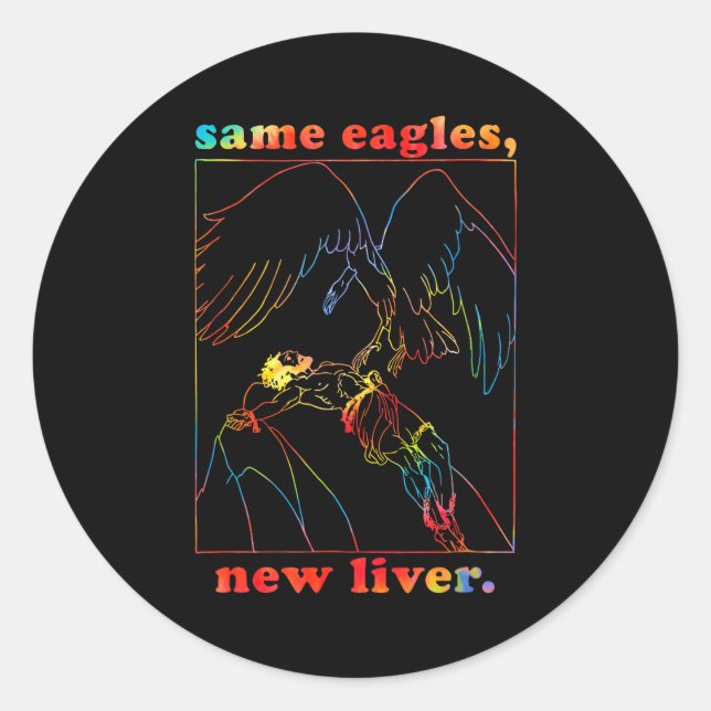 Pegatina Redonda Same Eagles New Liver Funny Apparel  (Anverso)