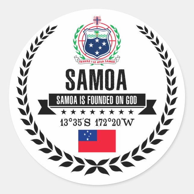 Pegatina Redonda Samoa (Anverso)