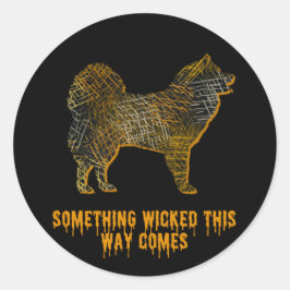 Pegatina Redonda Samoyed Dog Silhouette Fun Halloween