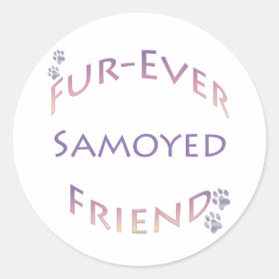 Pegatina Redonda Samoyed Furever Friend