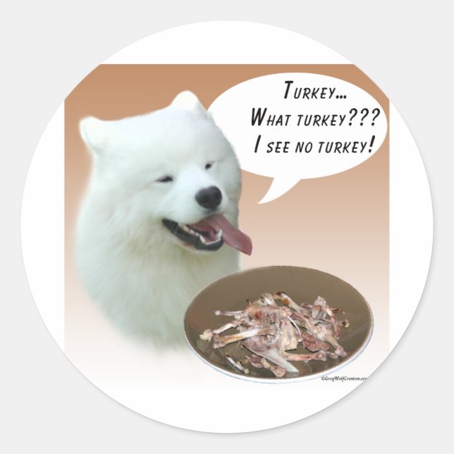 Pegatina Redonda Samoyed Turkey (Anverso)