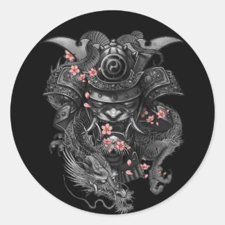Pegatina Redonda Samurai