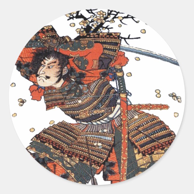 Pegatina Redonda Samurai (Anverso)