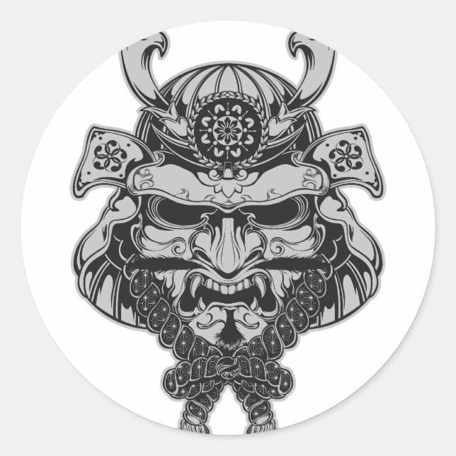 Pegatina Redonda Samurai (Anverso)