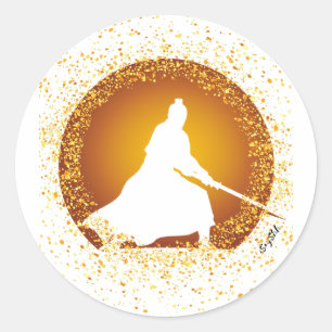 Pegatina Redonda samurai