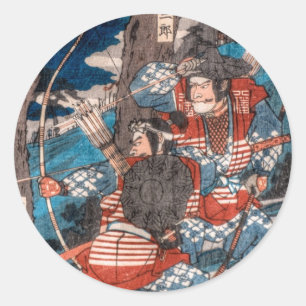 Pegatina Redonda Samurai Ambush