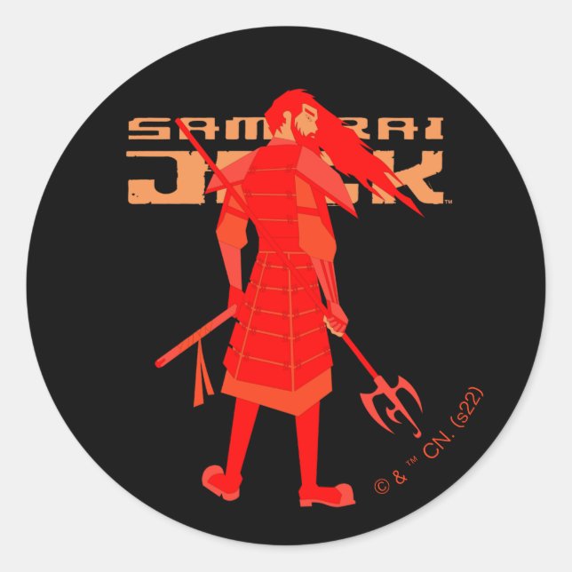 Pegatina Redonda Samurai Jack Red Warrior Graphic (Anverso)