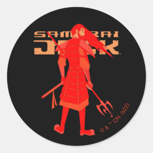 Pegatina Redonda Samurai Jack Red Warrior Graphic