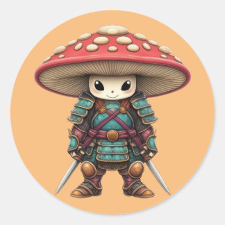 Pegatina Redonda Samurai Mushroom