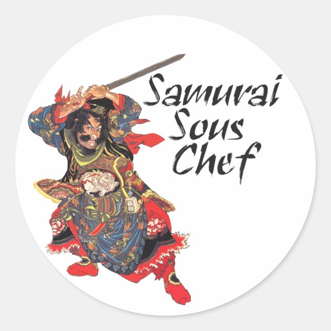 Pegatina Redonda Samurai Sous Chef (Anverso)