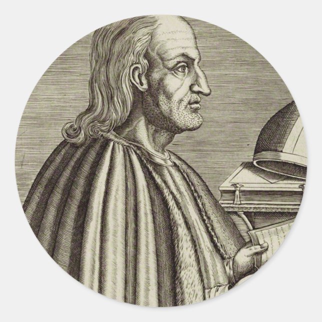 Pegatina Redonda San Anselmo de Canterbury Médica de la Iglesia (Anverso)