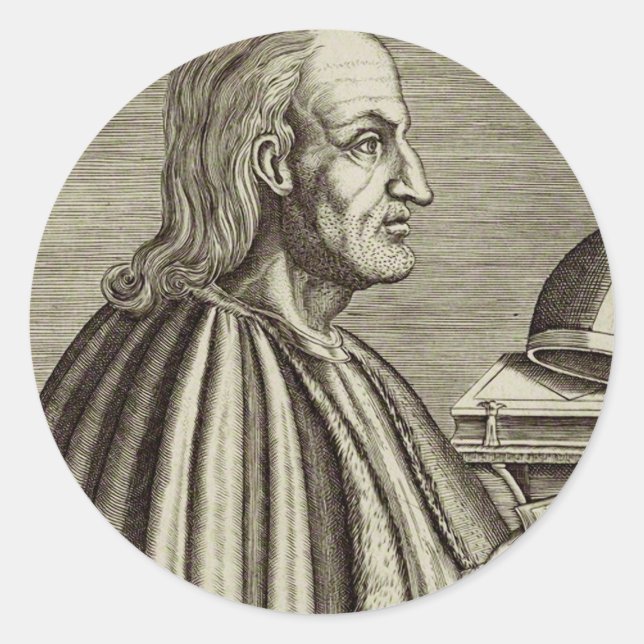 Pegatina Redonda San Anselmo de Canterbury Médica de la Iglesia (Anverso)