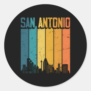 Pegatina Redonda San Antonio Usa Skyline