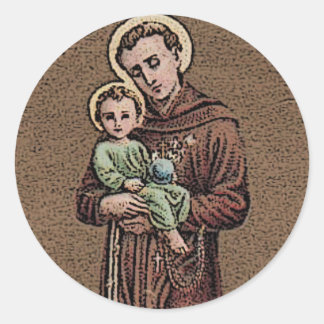 Pegatina Redonda San Antonio y el Niño Jesús