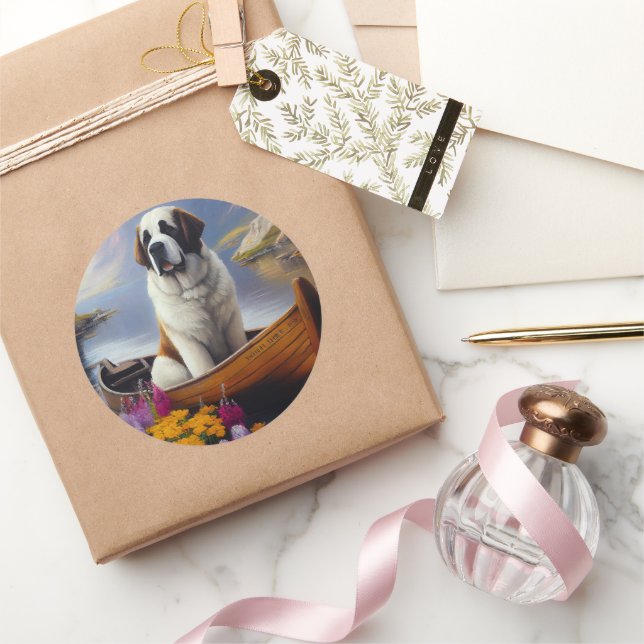 Pegatina Redonda San Bernardo sobre un remo: Una aventura escénica (Regalar)