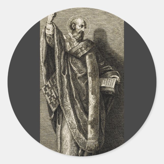 Pegatina Redonda San Cirilo de Jerusalén Confesor (Anverso)