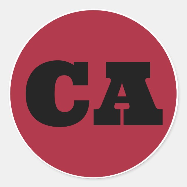 Pegatina Redonda San Diego (CA) - Rojo x Negro x Blanco (Anverso)