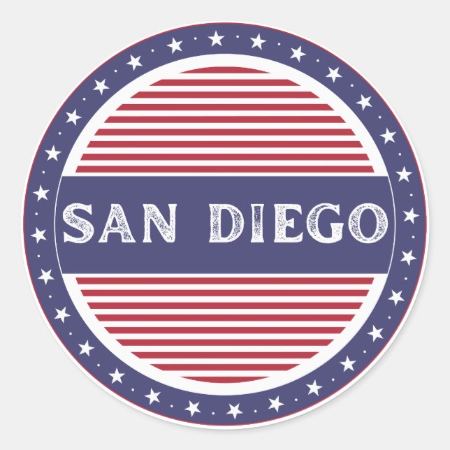 Pegatina Redonda San Diego City Pride Emblem – American Identity (Anverso)