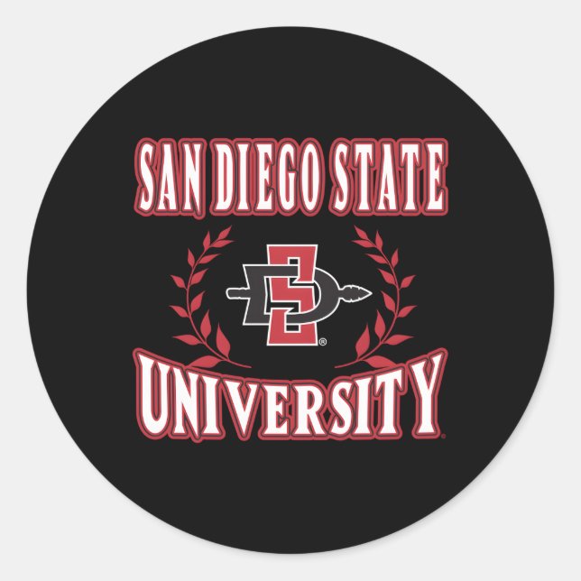 Pegatina Redonda San Diego State Aztecs Laurels Black (Anverso)