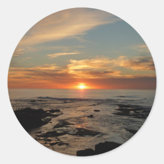 Pegatina Redonda San Diego Sunset II