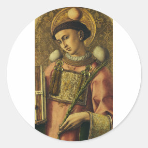 Pegatina Redonda San Esteban el Protomártir Iconografía del Arte Fi