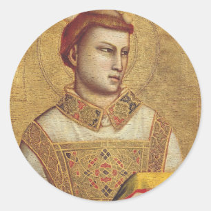 Pegatina Redonda San Esteban por Giotto Reproducción de Arte Fino