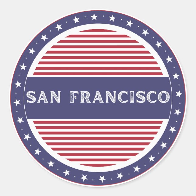 Pegatina Redonda San Francisco City Pride Emblem American Identity (Anverso)
