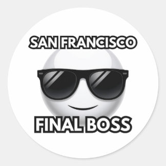 Pegatina Redonda San Francisco Final Boss Cool Emoji Sticker