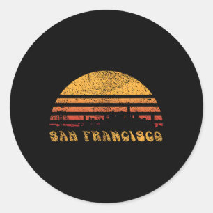 Pegatina Redonda San Francisco Retro Sunset Shirt Guay Vintage Vaca