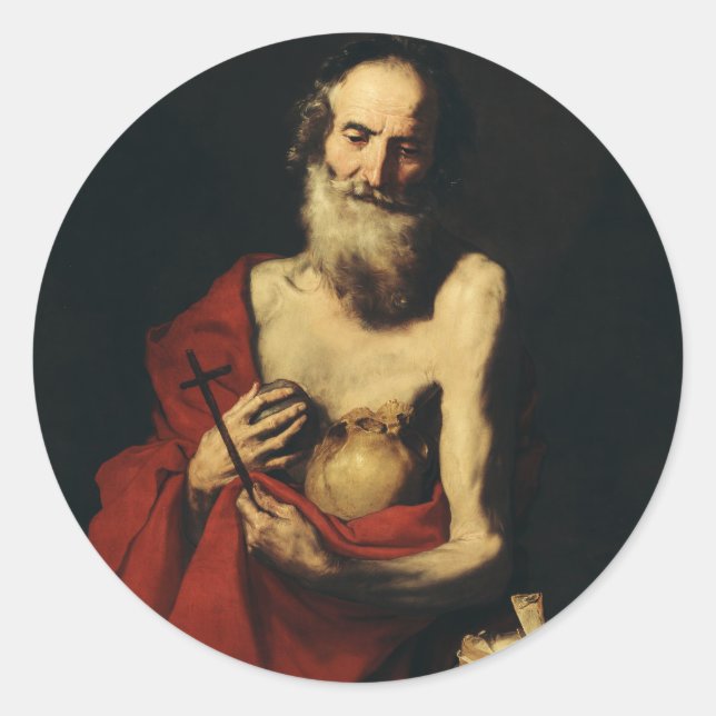 Pegatina Redonda San Jerónimo por Jusepe de Ribera (Anverso)