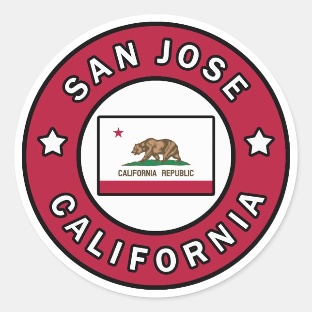 Pegatina Redonda San José California (Anverso)