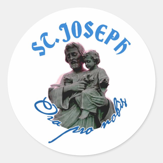 Pegatina Redonda San José: Ora pro nobis (Anverso)