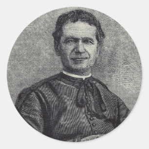 Pegatina Redonda San Juan Bosco Patrono de la Juventud Arte Católic